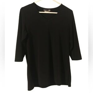 CSC Studio Black V Neck Three Quarter Sleeve Stretchy Women's Size Small Shirt